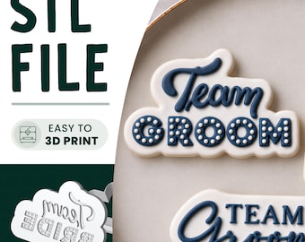 Team Groom Cookie Stamp & Cutter STL File • 3D Print • Stag Party Embosser