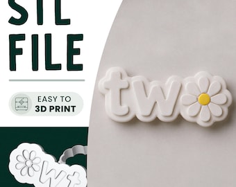 Daisy Two Cookie Stamp & Cutter STL File • 3D Print • 2nd Birthday Embosser