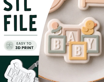 Baby Blocks Cookie Stamp & Cutter STL File • 3D Print • Baby Shower Embosser