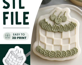 Birthday Cake Cookie Stamp & Cutter STL File • 3D Print • Lambeth Cake Embosser