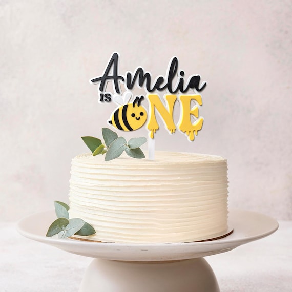 Bee 1st Birthday Cake Topper Girl • Custom Name Little Honey Topper • Sweet As Can Bee Party Decor • Baby Girl Bee-Day Cake Topper