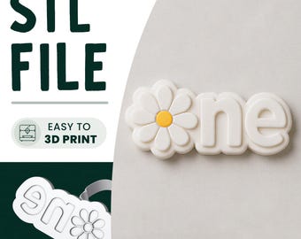 Daisy One Cookie Stamp & Cutter STL File • 3D Print • 1st Birthday Embosser