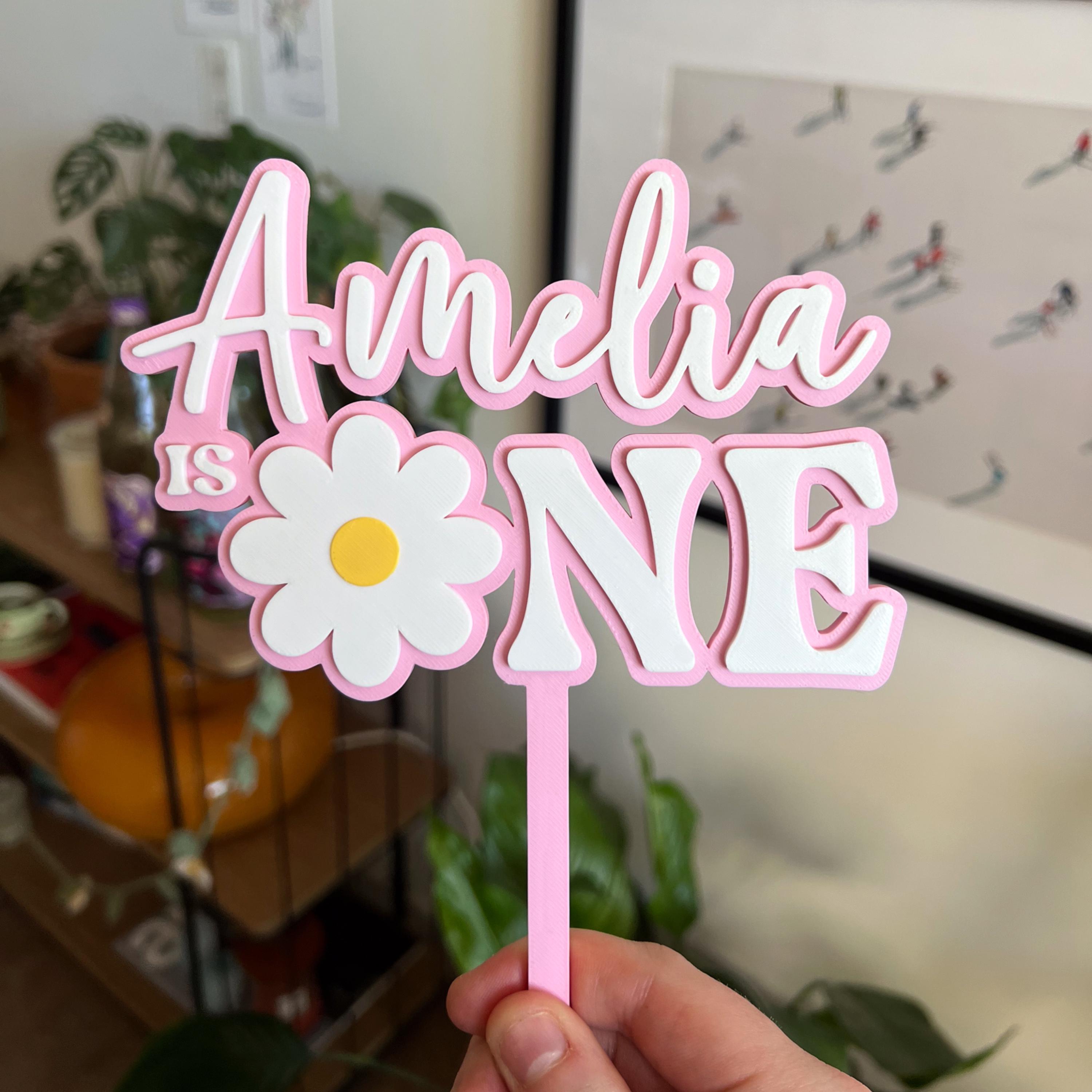 One Sweet Daisy 1st Birthday Cake Topper • Personalised Flower Name ...
