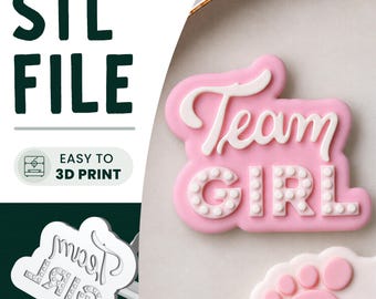 Team Girl Cookie Stamp & Cutter STL File • 3D Print • Gender Reveal Embosser