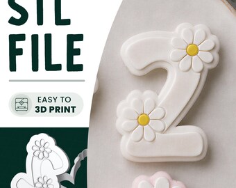 Daisy 2 Cookie Stamp & Cutter STL File • 3D Print • 2nd Birthday Embosser
