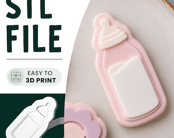 Baby Bottle Cookie Stamp & Cutter STL File • 3D Print • Baby Shower Embosser