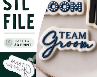 Team Groom Cookie Stamp & Cutter STL File • 3D Print • Stag Party Embosser