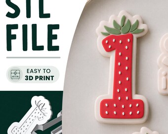 Berry 1 Cookie Stamp & Cutter STL File • 3D Print • 1st Birthday Embosser