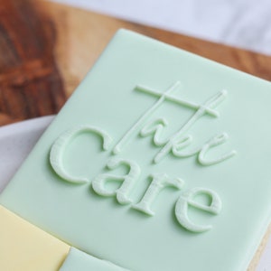 Take Care Sympathy Cookie Stamp Fondant Embosser, Love Cookie Stamp, Baking Favors, Baking Gift for Her image 1