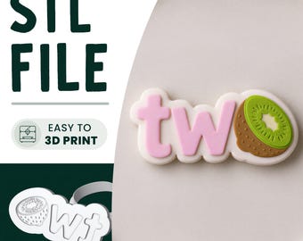 Kiwi Fruit 2nd Birthday Cookie Stamp & Cutter STL File • 3D Print • Lemon Embosser
