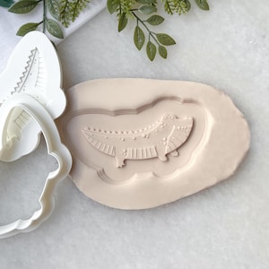 Crocodile Cookie Cutter & Stamp Set | Safari Animal Cookie Stamp | Jungle Theme | Alligator Cookie