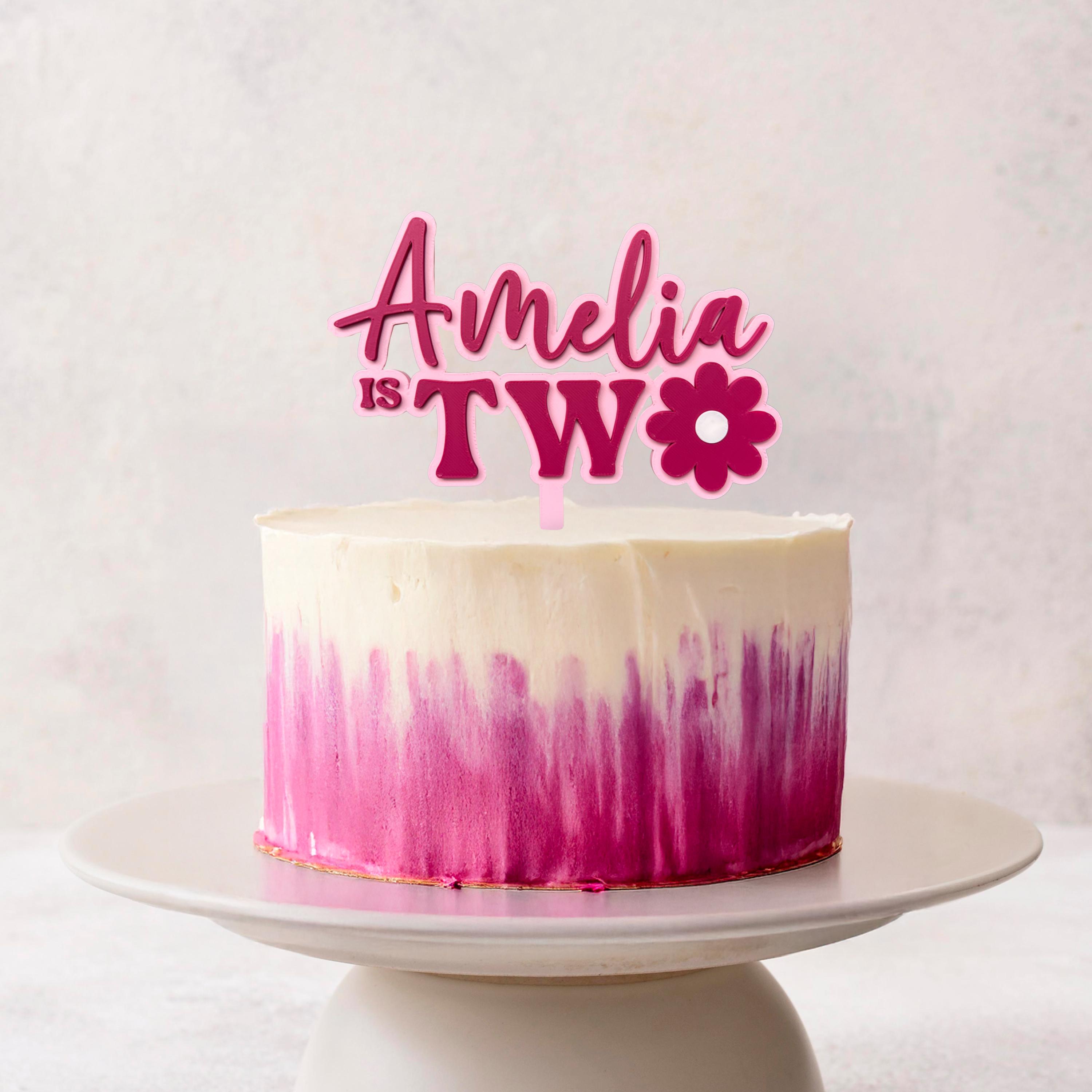 Daisy 2nd Birthday Cake Topper • Custom Name Topper for Girl • Floral ...