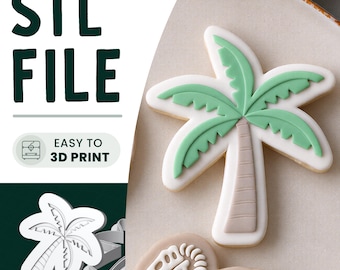 Palm Tree Cookie Stamp & Cutter STL File • 3D Print • Tropical Beach Embosser