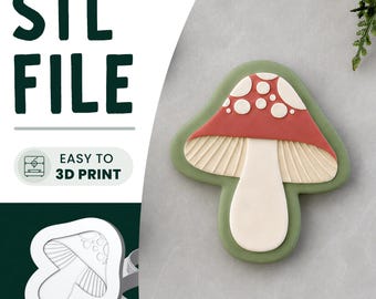 Mushroom Cookie Stamp & Cutter STL File • 3D Print • Fairy Embosser