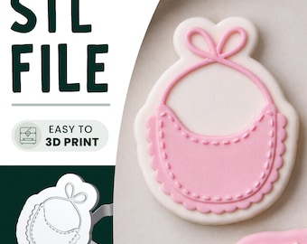 Baby Bib Cookie Stamp & Cutter STL File • 3D Print • Baby Shower Embosser