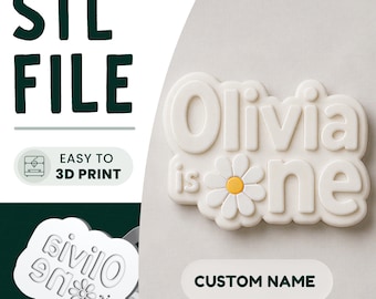 Daisy 1st Birthday Cookie Stamp & Cutter STL File • 3D Print • Personalised Embosser