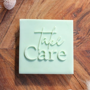 Take Care Sympathy Cookie Stamp Fondant Embosser, Love Cookie Stamp, Baking Favors, Baking Gift for Her image 2