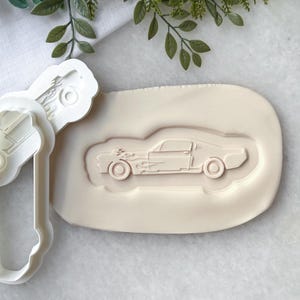 Sports Car Birthday Cookie Cutter & Stamp Set | Personalised Race Car Birthday Cookie Stamp | Custom Car Fondant Embosser
