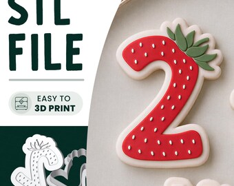 Berry 2 Cookie Stamp & Cutter STL File • 3D Print • 2nd Birthday Embosser