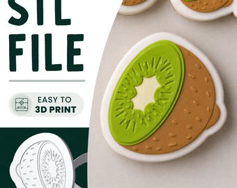 Kiwi Fruit Cookie Stamp & Cutter STL File • 3D Print • Lemon Embosser