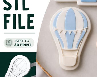 Hot Air Balloon Cookie Stamp & Cutter STL File • 3D Print • Balloon Embosser