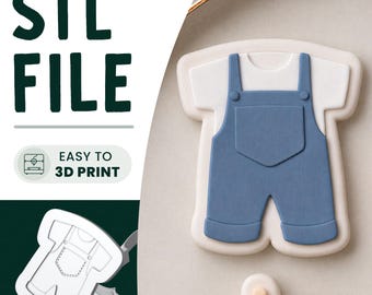 Baby Onesie Outfit Cookie Stamp & Cutter STL File • 3D Print • Baby Shower Embosser