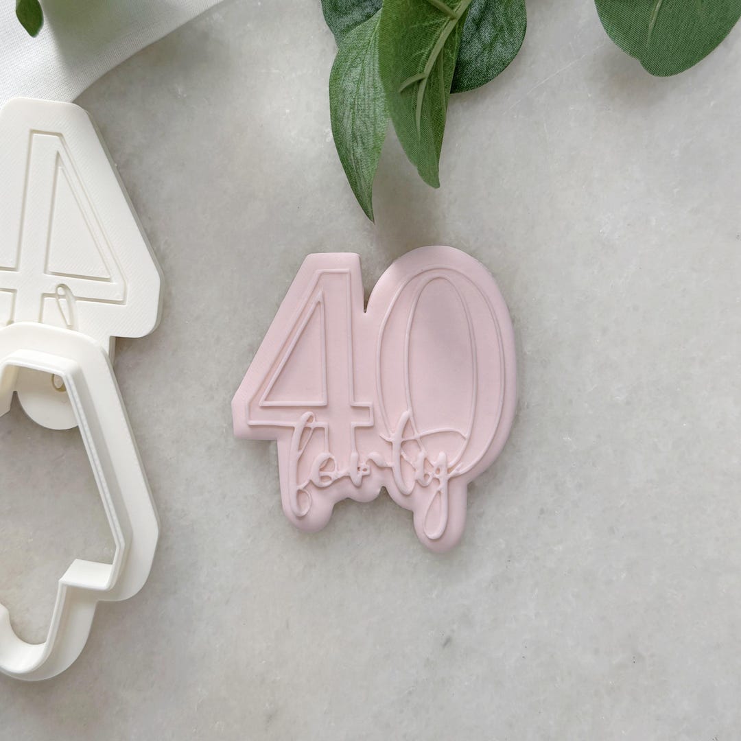 40th Birthday Cookie Cutter & Fondant Stamp • Number 40 Cookie Embosser ...