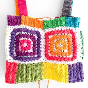 Reversible Crochet Crop Top, Granny Square Crop Top, Summer Crochet Shirt, Crochet Corset Top, Festival Outfit, Crochet Rainbow Pride Top
