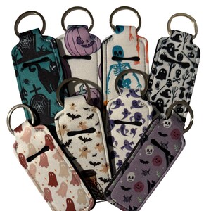 Halloween Neoprene Chapstick Keychain Holder