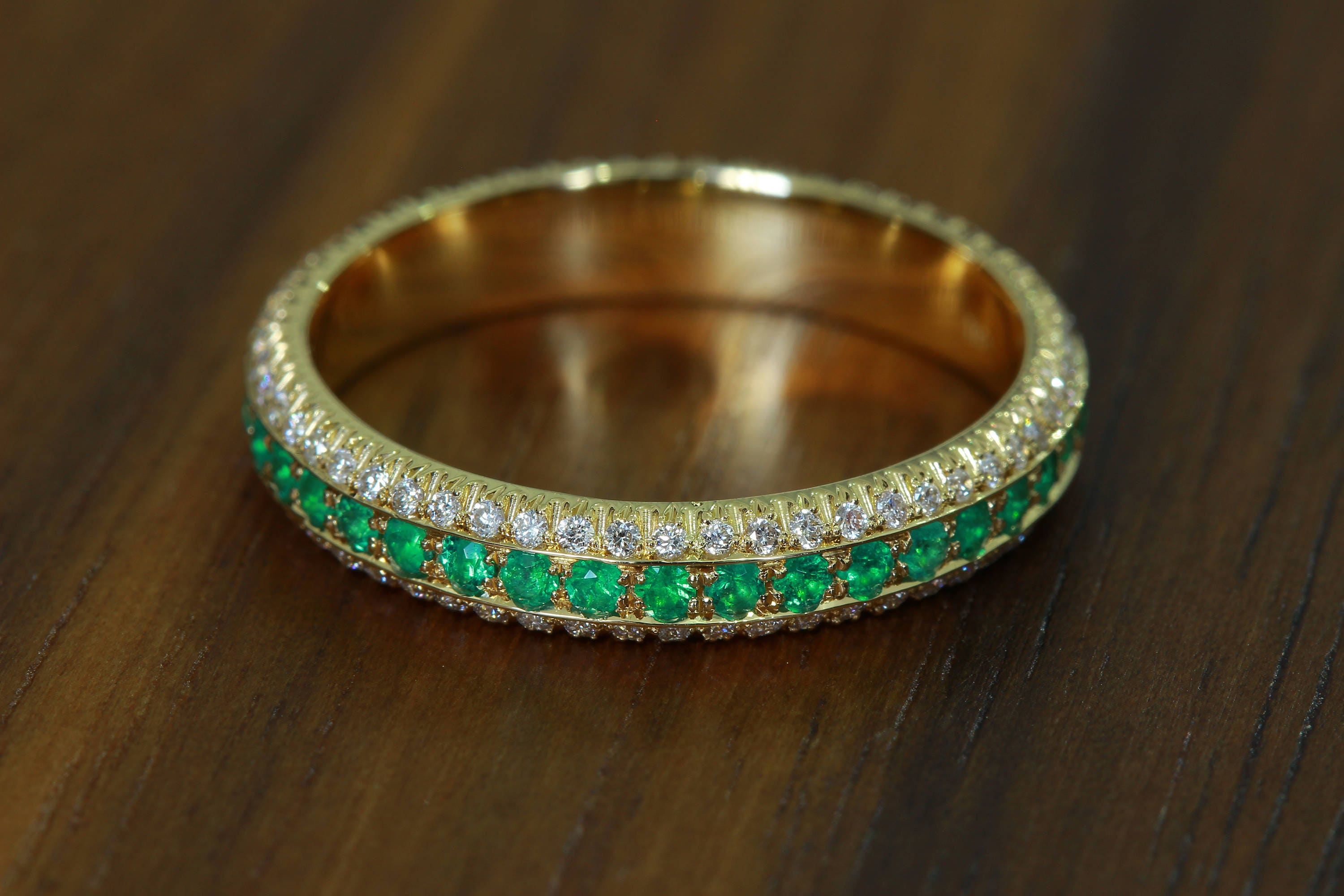 Diamond wedding band Emerald ring Eternity ring Gold Etsy