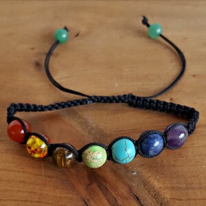 Pulsera de ágata redonda multicolor, pulsera de ágata arcoíris, pulsera trenzada, pulsera de macramé, pulsera con cuentas, pulsera de amistad