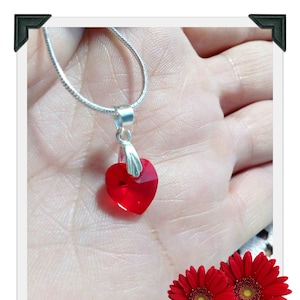 Crystal Heart Necklace, Crystal Heart, Crystal Pendant, Heart Pendant, Swarovski Heart, Swarovski Crystal, Girls Red Heart Necklace