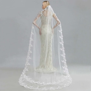 Cathedral Veil, Lace Edge Bridal Veil, Cathedral Lace Veil, Lace Wedding Veil, Lace Veil, One Layer Cathedral Wedding Veil, Wedding Veil