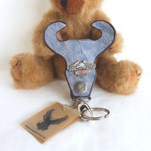Retro Leather Key-chain Harley Davidson Motorcycle Key Ring, Embossed leather key fobs, Gift for the motorcycle lover, Gift for Him