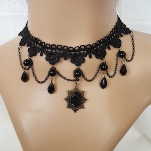 Gothic Victorian Black Choker Necklace, Victorian black lace necklace, Gothic Bridal Choker, Gothic wedding choker, Lolita Choker