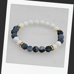 Beautiful Agate Stretch Bracelet, Men Women&#39;s Yoga Bead Bracelet  Hippie Bracelet, Boho Bracelet, Unisex, Beaded Bracelet, Stacking Bracelet