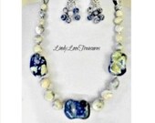 Genuine Blue Sodalite Tumbled Nugget Necklace and Earrings Set, Sodalite Tumbled Stone, Healing Crystal, Blue Sodalite. Beaded Necklace