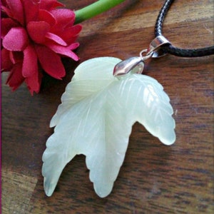 Stunning Carved Agate Maple leaf, Leaf Pendant, Agate Maple Leaf Pendant, Maple Leaf Pendant, Hand Carved Talisman