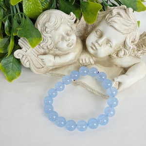 Blauer Aquamarin Armband, echter blauer Aquamarin, März Geburtsstein, Stretch Armband, blauer Aquamarin Armband, Stapel Heilung Armband