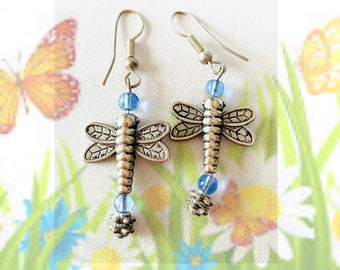 Firefly Earrings, Dragonfly Earrings, Nature Lover Earrings, Bohemian Earrings, Dangle Earrings, Accessories, Earrings, Gift For Her