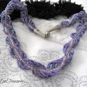 Twisted Purple Seed Bead Necklace, Hand Made, Beaded Necklace, dainty necklace, seed bead necklace, purple, handmade, gift for her