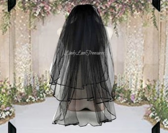 Velo de novia negro, boda gótica, velo negro, velo de novia, velo de novia, renacimiento, tul, hecho a mano, velo de tul negro, velo, negro