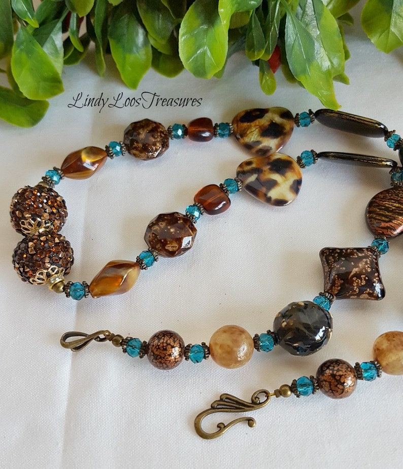 Infusions canyon brown necklace Jesse James beads beaded necklace brown necklace Jewelry Accessories earth tone necklace hand made