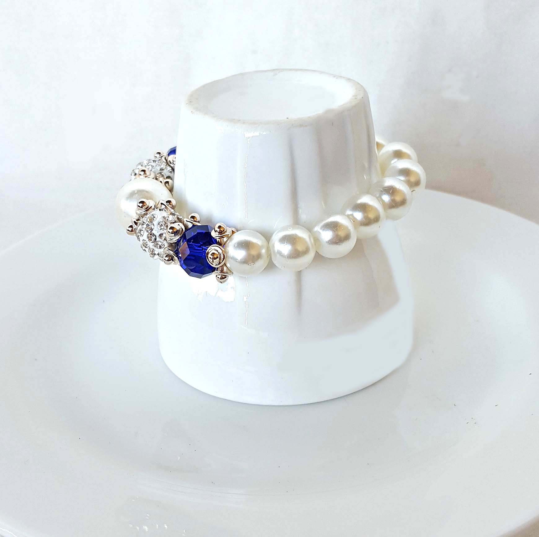 Stretch Pearl and Crystal Bracelet Stretch Pearl Bracelet Etsy