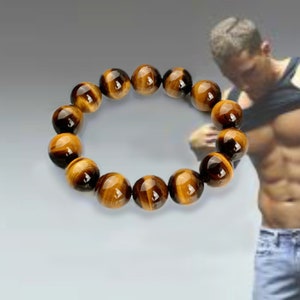 Mens Tiger Eye Bracelet, Healing Crystal Bracelet, Tigers Eye Jewelry, Tiger Eye Unisex Bracelet, Tiger Eye Stretch bracelet