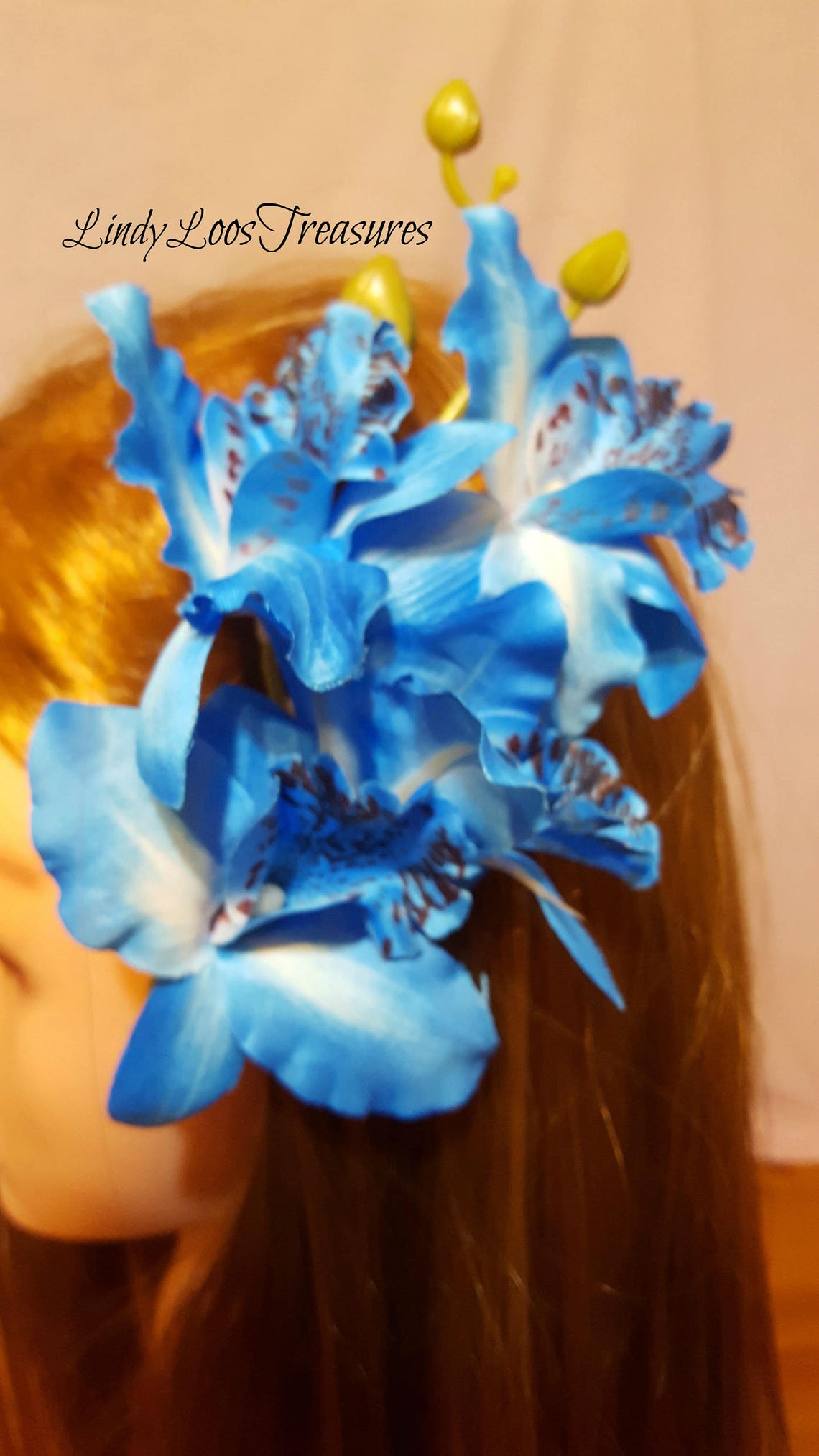 Blue Orchids Hair Clip Bridal Headpiece Handmade Etsy