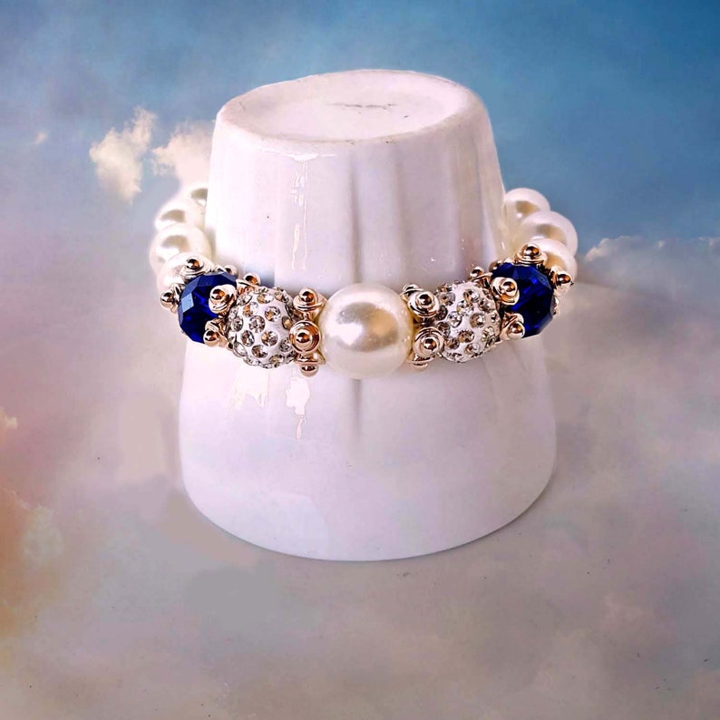 Stretch Pearl and Crystal Bracelet Stretch Pearl Bracelet Etsy