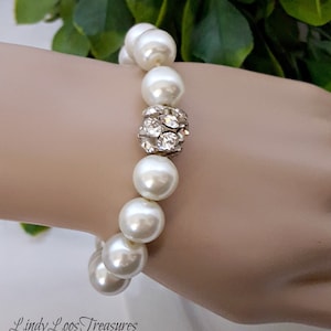 Pearl and Rhinestone Bracelet, Pearl Bridal Bracelet, Pearl Wedding Bracelet, Stretch bracelet, Pearl Bracelet, Beaded Bracelet, Bracelet,