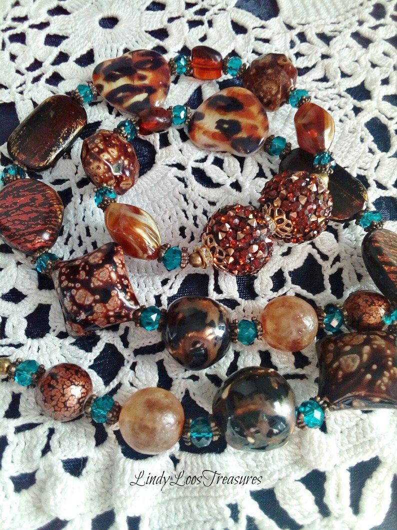 Infusions canyon brown necklace Jesse James beads beaded necklace brown necklace Jewelry Accessories earth tone necklace hand made