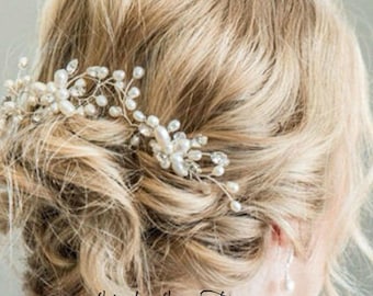 Crystal Pearl Flower Hair Pin, Floral hair pins, Bridal hair pins, Pearl Hair Pins, Silver or Gold Hair Pins, Crystal hair pins, Bridal